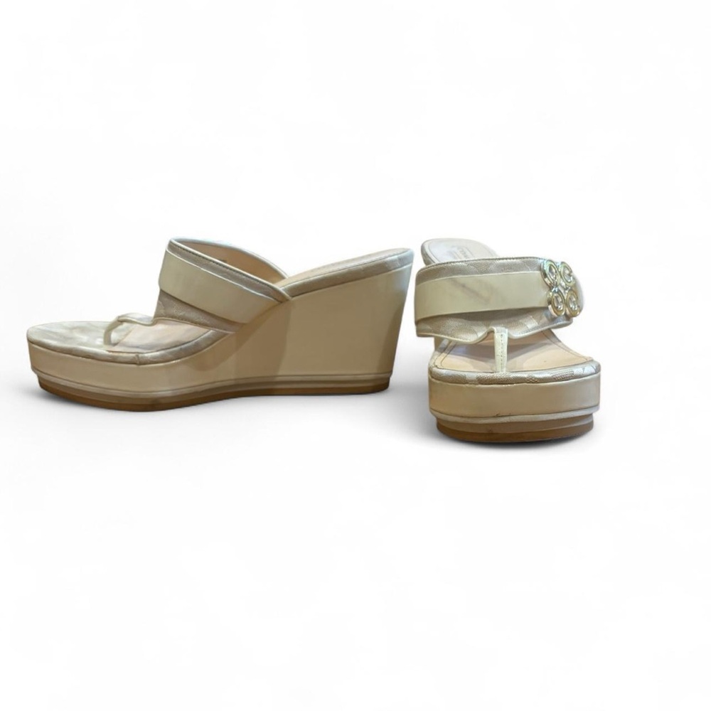 Coach Cream Wedge Sandals